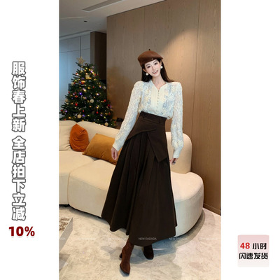 利达NEWDADADA高腰裙配毛衣一片式半身裙女秋冬高腰长裙子CEM4106