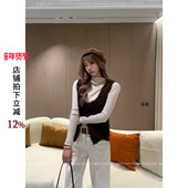 DADADA 甜暖风趣 复古做旧卡其马甲女开衫 利达NEW 无袖 马夹上衣