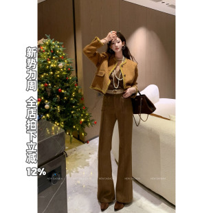 宽松慵懒风冬女小个子 休闲裤 利达NEWDADADA 烟花无腰头直腿裤