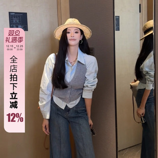 挂脖v领修身 利达 晨影之森 DADADA 背心针织设计小众上衣女 NEW