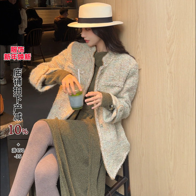 利达NEWDADADA 玛德琳小香风外套女2025冬季高级感手缝水晶上衣