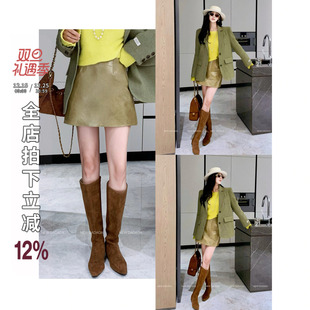 绿色半身裙女设计感小众高腰显瘦皮裙 午后甜谜 利达NEW DADADA