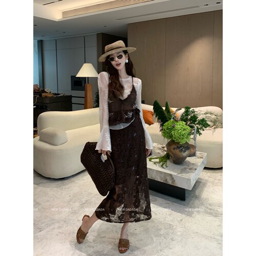 提花纱裙女轻奢设计感a字版长裙