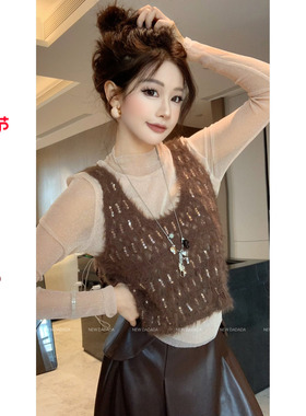 利达 NEW DADADA【甜暖声波】气质休闲设计感显瘦毛织马甲QGM3068