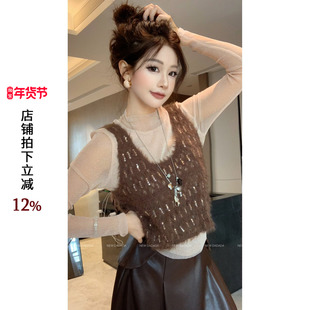 利达 NEW DADADA【甜暖声波】气质休闲设计感显瘦毛织马甲QGM3068