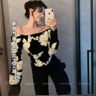 NEW 衬衫 DADADA 一字肩露肩设计小众长袖 上衣女 甜嗓知性 利达