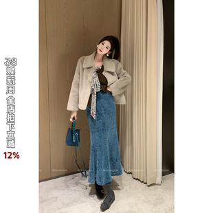 利达 NEW DADADA 【雾蓝雕花鱼尾裙】显瘦百搭气质半身裙CEZ3674