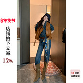 女高腰直筒裤 利达 夏暮迷雾 复古做旧浅色牛仔裤 NEW DADADA