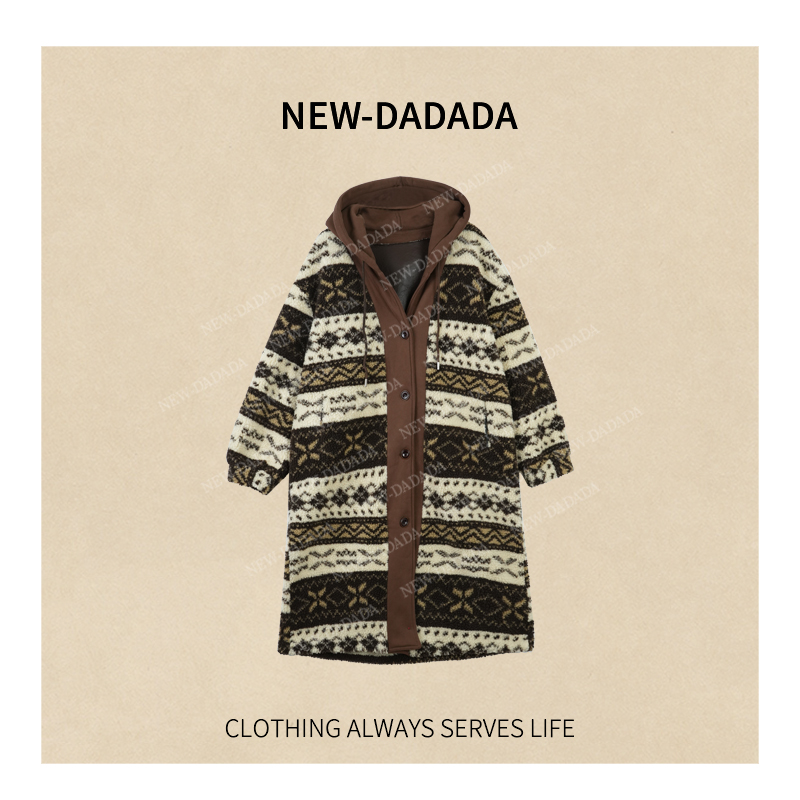 利达 NEW DADADA【酒窝藏趣】时尚休闲修身气质长款外套XHM2476