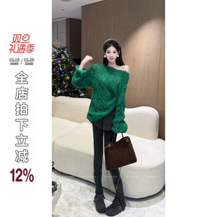 复古做旧绿色毛衣女长袖 复古格调 圆领套头上衣 DADADA 利达NEW