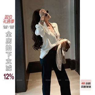 NEW 女长袖 DADADA 白色衬衫 设计感小众宽松显瘦上衣 海棠 利达