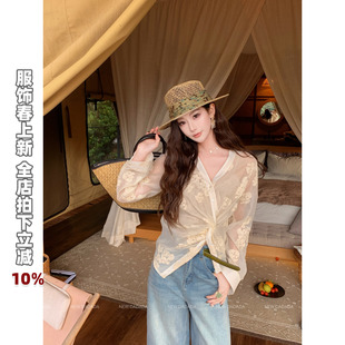 利达 NEW DADADA【捏褶蕾丝衫】蕾丝衬衫春女高级感轻奢减龄洋气