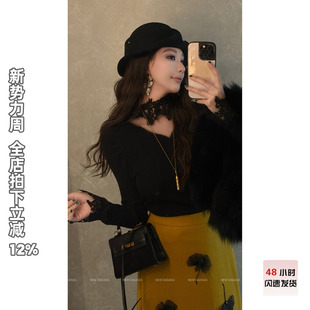 v领蕾丝 ahui 冬季 利达 费尔岛毛衣毛针织衫 DADADA 新款 女 NEW