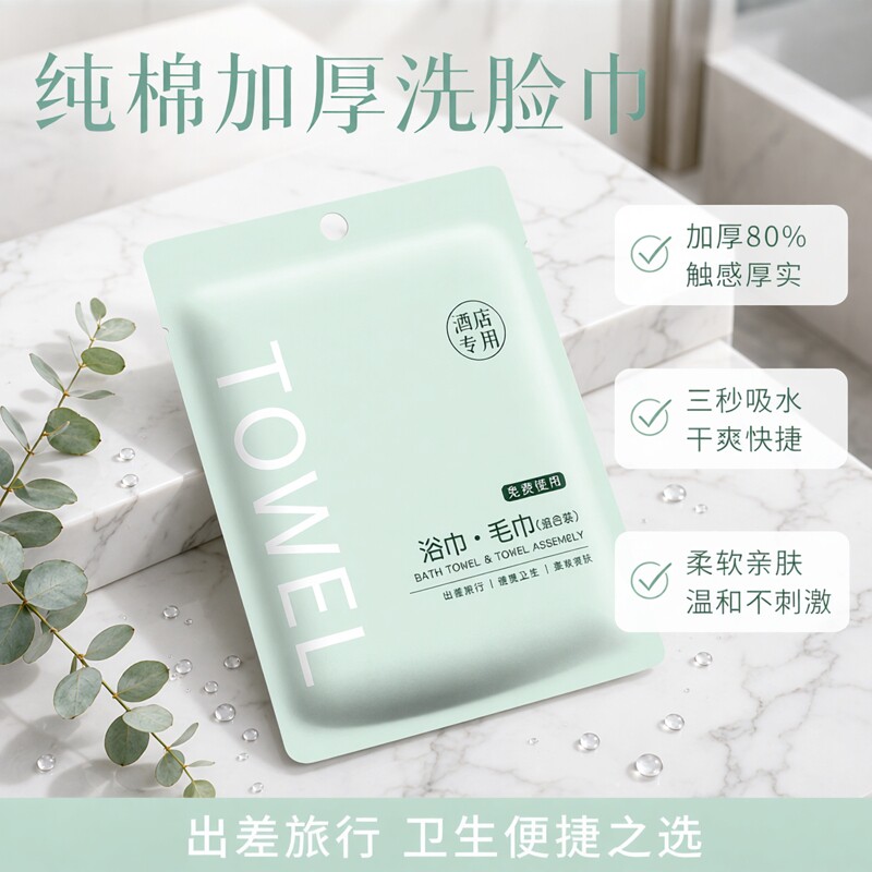 一次性毛巾浴巾套装独立包装一次性浴巾洗脸巾纯棉加厚款干湿两用