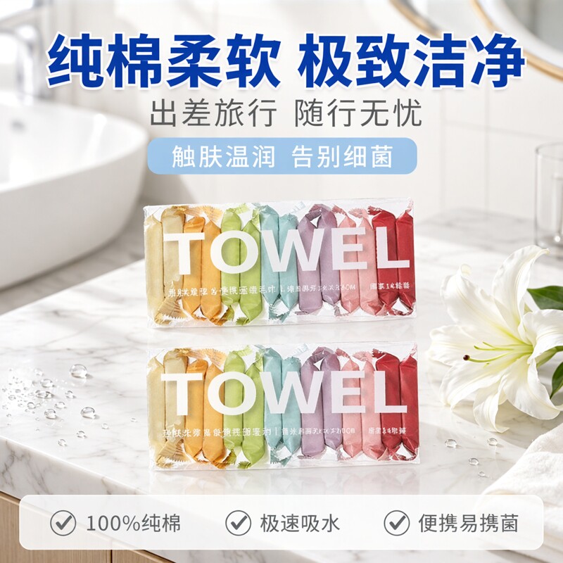 压缩毛巾一次性洗脸巾盒装加厚纯棉洁面巾出差旅行便携式酒店毛巾