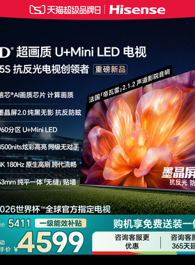 海信小墨E5S 65吋 U+MiniLED信芯芯片 墨晶屏3500nits E5QPro升级