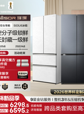 海信璀璨真空头等舱503U6冰箱法式超薄零嵌入式制冰冰箱十字四门