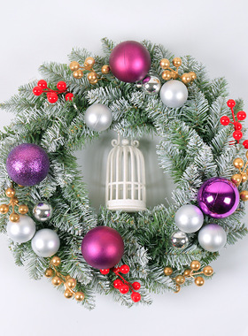 2025新款紫色鸟笼装饰花环30/40/50/60cm圣诞节装饰花环门挂场景