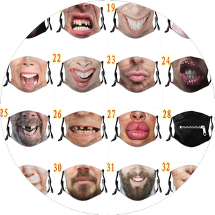 3D立体个性创意社交搞怪搞笑仿人脸表情舞会面具棉布印花口罩骑行