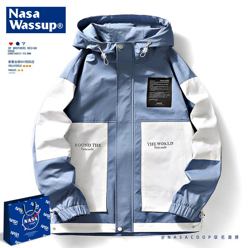 NASACOOP潮牌美式复古夹克外套男女春秋季上衣青少年初中生