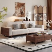 宋式 美学实木沙发黑胡桃木家用大小户型客厅直排沙发北欧现代简约