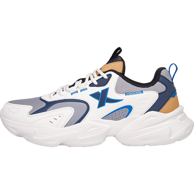 特步男鞋皮面防水老爹鞋运动鞋男