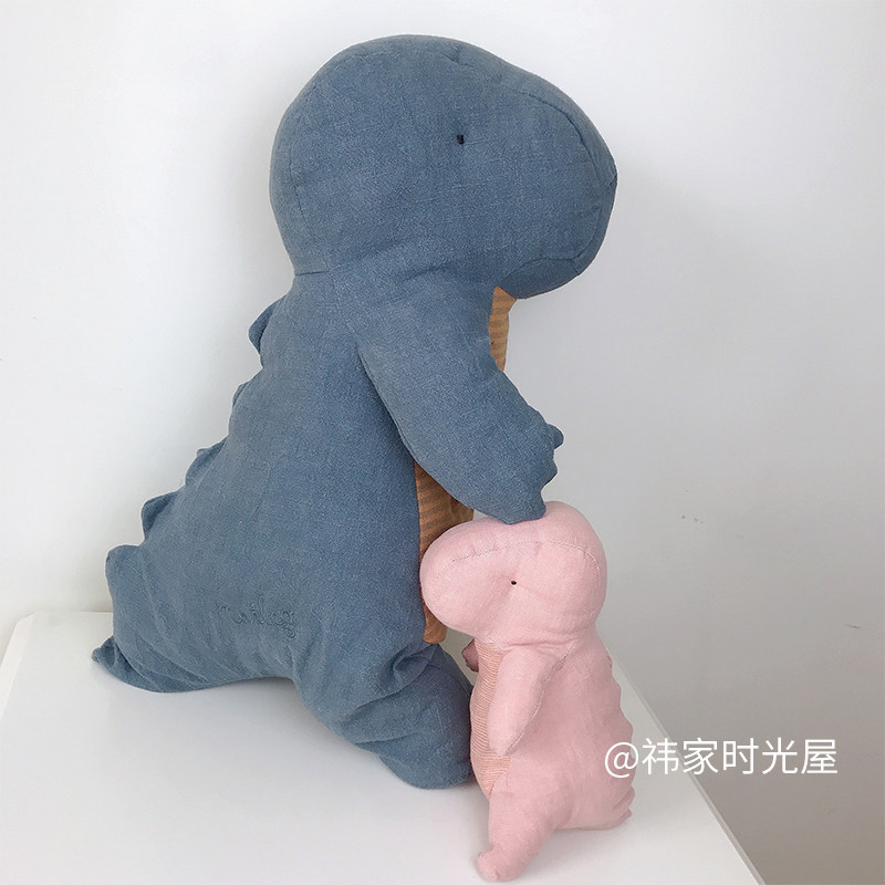 恐龙玩具亚麻布艺可爱卡通小恐龙抱枕安抚玩偶宝宝陪睡礼物呆萌龙