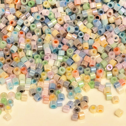 新款2mm幻彩实色系仿古董珠保色DIY手工制作串珠材料手链玻璃珠子