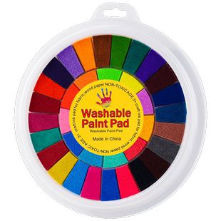 36色大号彩色手指画颜料儿童彩色印泥多色手印圆盘宝宝指印画工具大印台24色12可水洗幼儿园手掌指纹diy画画