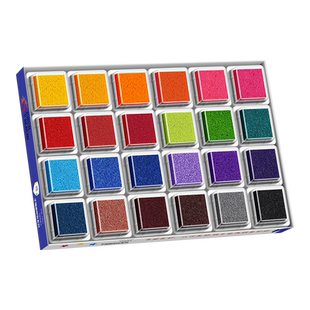 24色手指画印泥颜料彩色印台手掌大印台手指印泥盘幼儿园儿童手指画印颜料绘画涂鸦可水洗小学生绘画工具印尼