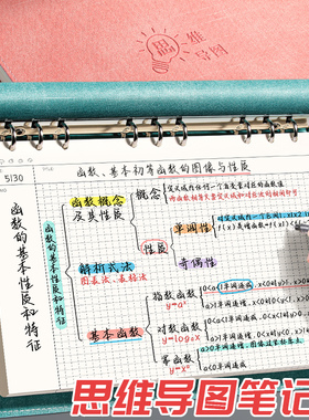 思维导图笔记本子A4大号活页夹网格康奈尔本子软皮面B5上翻线圈本考研法考专用活页本高颜值可拆卸加厚记事本