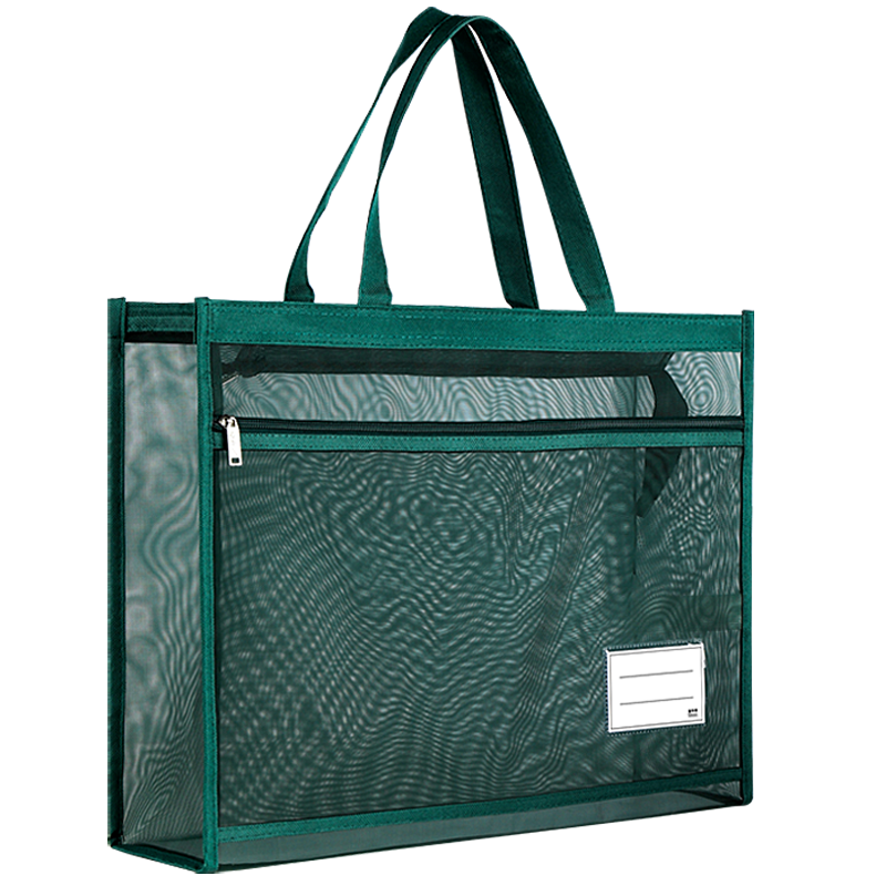 A3美术袋超大8开8k透明网格文件袋手提拉链式加厚补习袋大容量学生画画网纱袋初中手拎肩背素描本画具收纳包