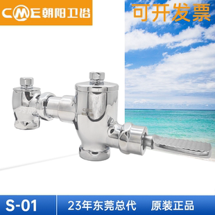 开平朝阳卫浴五金S-01全铜脚踏蹲便器延时冲水阀冲洗卧式大便阀