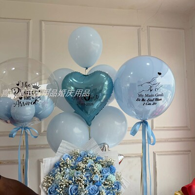 welcome baby 蓝色迎婴派对喜迎男宝 新妈妈回家气氛布置气球