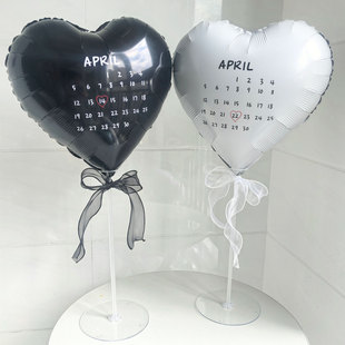 ins风韩系爱心立柱月份日历爱心气球生日派对纪念日背景拍照道具