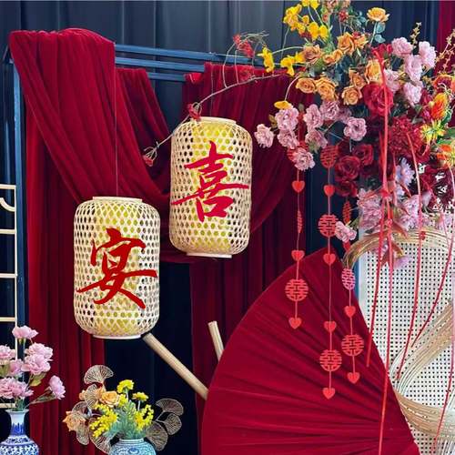 喜宴贴纸订婚结婚场景布置贴灯笼