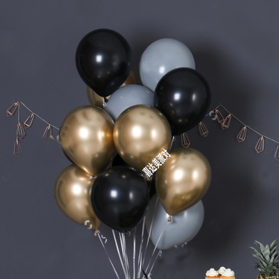 加厚isn生日派对黑金happy气球