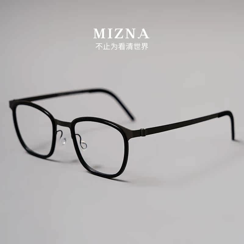 千钧一发！方框无螺丝近视眼镜框男款潮超轻纯钛日系复古眼镜大框