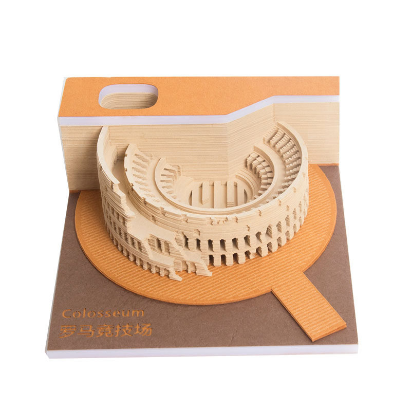 高端创意欧式建筑意大利罗马斗兽场3d立体可撕纸雕艺术便利贴便签