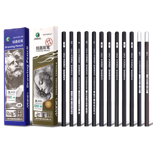 马利炭笔美术生专用软碳笔素描特软中硬速写工具柳木白炭铅笔碳素哑光16b套装14b绘画12彩色专业联考玛丽用品