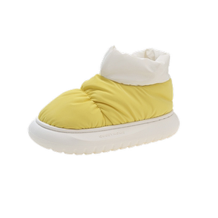 2023年秋冬季新款厚底面包黄色棉鞋女加厚加绒舒适百搭雪地靴短靴