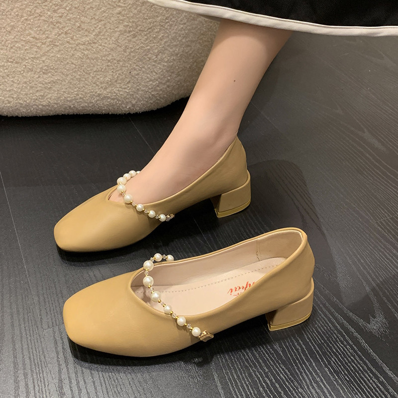 复古玛丽珍鞋仙女2022新款粗跟