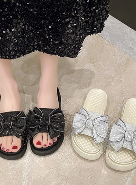 蝴蝶结黑色流苏拖鞋女夏外穿025