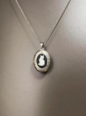 Vintage古着 Oval cat box项链