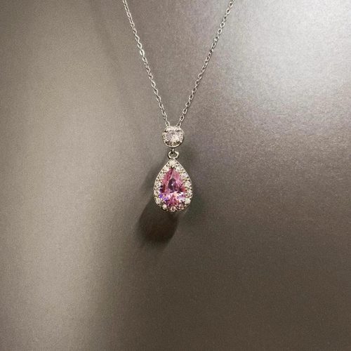 Vintage古着 Pink diamond flowers项链