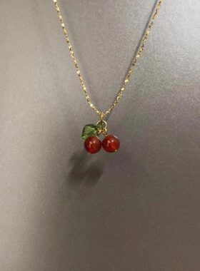 Vintage古着 Red agate cherry项链