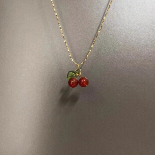 Vintage古着 Red agate cherry项链