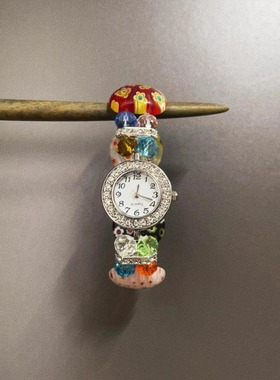 Vintage古着 Flower glazed glass手表