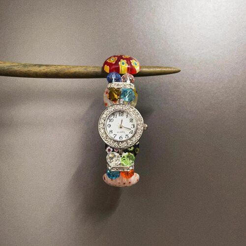 Vintage古着 Flower glazed glass手表