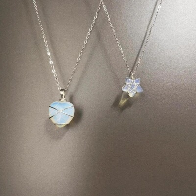 手工 Blue transparent love star项链